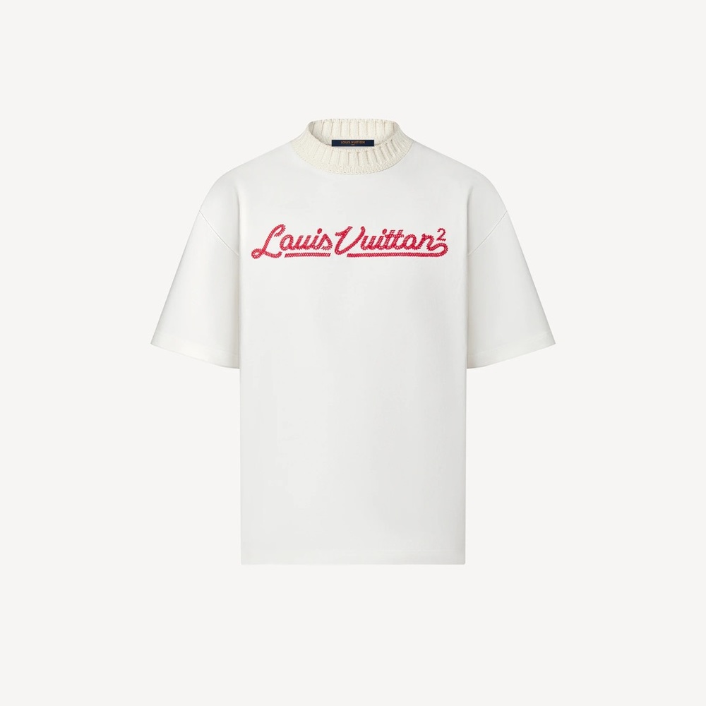 EMBROIDERED LOUIS VUITTON MOCKNECK TEE